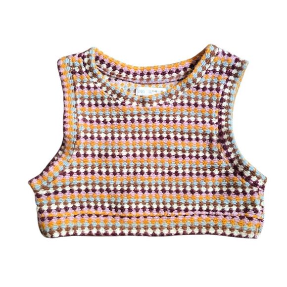 Zara -629 Multicolor Knit Crop Top Boho Hippie Fits an XS/S - Picture 1 of 6